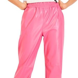 Genuine Leather Pants for Women High Waist Regular Wide Leg